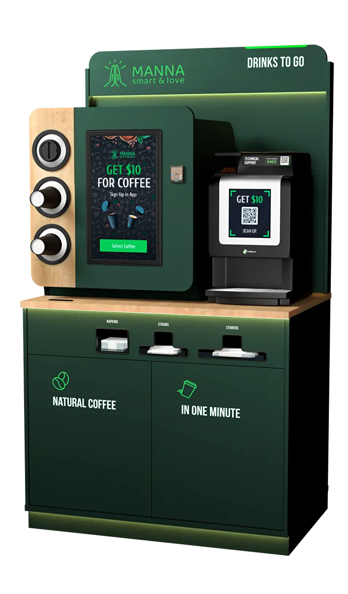 A-Vending premium organic coffee vending machine in NJ mall
